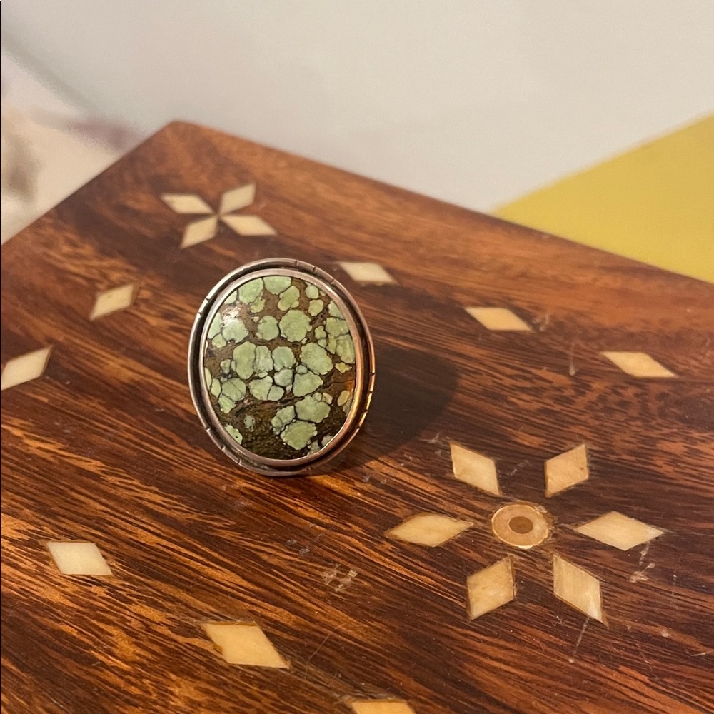 Gorgeous genuine turquoise ring with 925 Silver Band